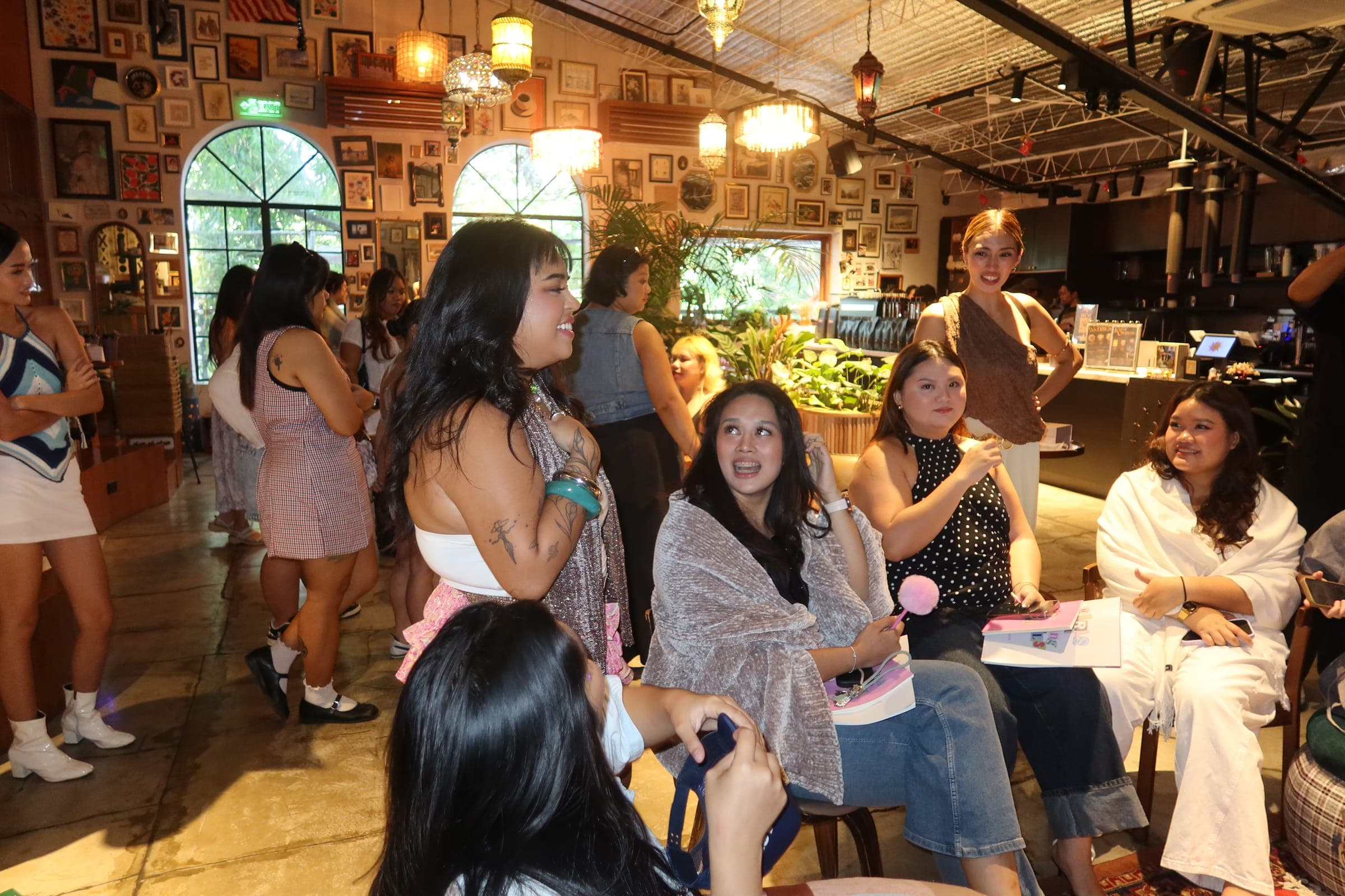 the girls gathered in a circle
